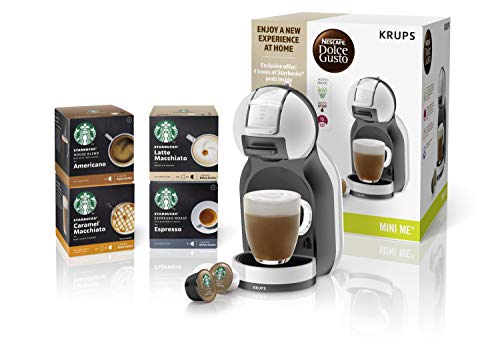 Dolce Gusto Nescafé KP123B43 Mini-Me Bundle by KRUPS con café Starbucks, cápsula, máquina, plástico, 1500 W, gris y…