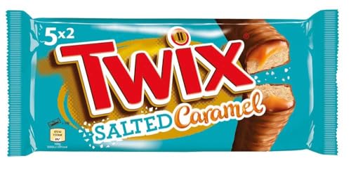 TWIX Caramel Salé - Barre Chocolat au Lait, Caramel Beurre Salé & Biscuits - 5 Sachets Individuels de 2 Barres Chocolatées - 230g