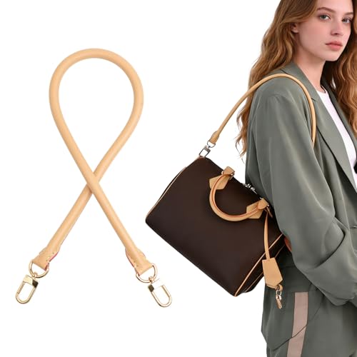 Image of Bag Genuine Vachetta Leather Shoulder Short Strap Replacement Fit for Graceful Damier or Speedy25 30 35(Beeswax)
