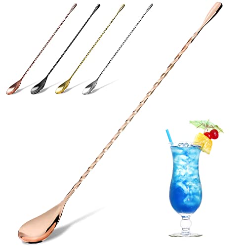 Cocktail-Löffel aus Edelstahl, Barlöffel, 30,1 cm lang, gedrehter Rührstab für Barkeeper oder Hausgebrauch