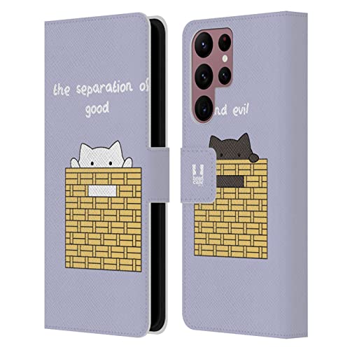 Housse cuir Samsung S22 Ultra étui portefeuille avec fentes cartes motif chat de plafond et sous-sol