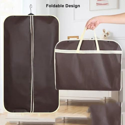 Suit Covers for Travel, Garment Bag Breathable Foldable, Clothing Bags with Zipper, Non-Woven Travel Carrier Bag with Handles for Business Travel(Beige)3