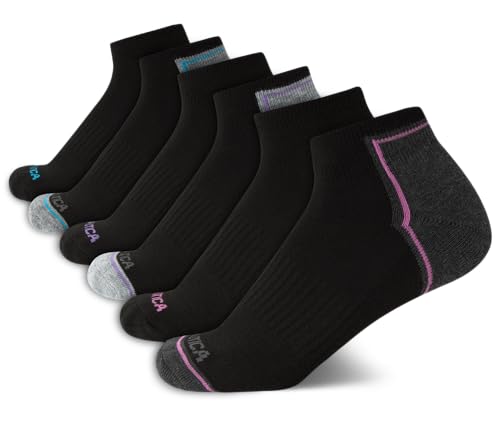 Image of Nautica Womens Quarter Socks Athletic Cushion Moisture Wicking Socks 6 Pack | Stretch Performance Dri-Motion Fabric, Cushioned with Arch Support, Breathable Mesh Panels, Quarter Cut, Shoe Size 4-10