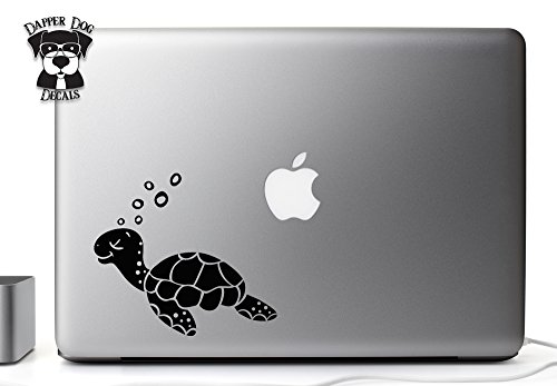 Cute Sea Turtle Black 5 Inch Decal Sticker for MacBook Air Pro Laptop Notebook Auto Great Gift Mac PC Computer