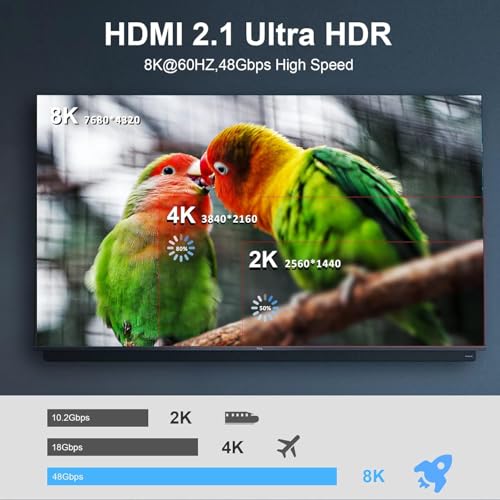 Image of Fiber Optic HDMI Cable 65ft, High Speed 48Gbps 8K HDMI 2.1 Cable with [8K@120Hz] Dynamic HDR /eARC /HDCP 2.2&2.3 /3D, Compatible for PS5 PS4 Desktop AMD NVIDIA