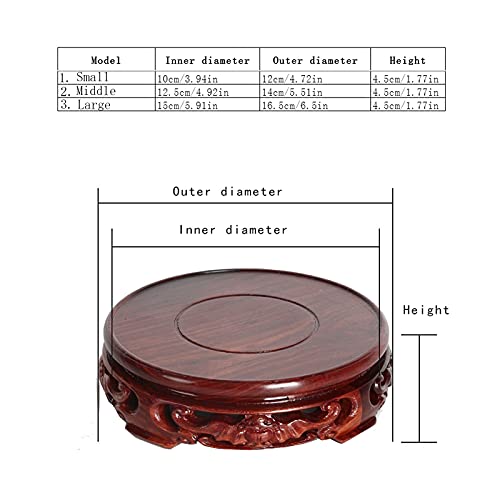 CGgJT Base per bonsai Base in legno di sequoia rotonda intagliata, base in legno per vaso da fiori teiera base base bonsai espositore alto 4,77 pollici (taglia : grande) - Image 3