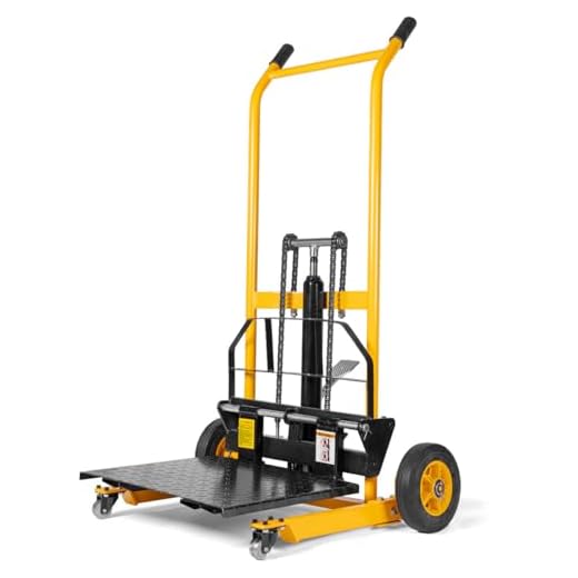 Stark USA Hydraulic Material Lift Dolly, 441lbs 41" Max Lift, Pallet Stacker Winch Stacker, Forklift, Truck Dolly, Pallet Jack, with Steel Platform, 360°Rotating Wheels