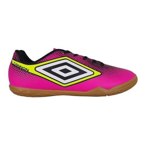 Chuteira Futsal, Cannon Junior, Umbro, Infantil, Rosa Fluor/Preto/Limão, 34