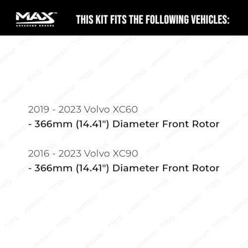Image of Max Advanced Brakes Front Brake Kit Compatible With 2019 2020 2021 2022 2023 Volvo XC60 XC90 w /14.41 inch Front Rotor Replacement Premium OE Disc Brake Rotors and Ceramic Brake Pads