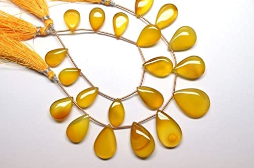 Calcédoine brune jaune naturelle perles briolettes lisses de 12x18-20x30mm