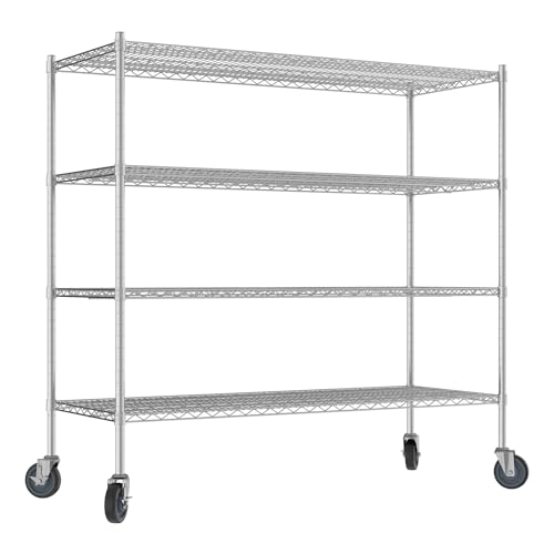QUIET BOOK Commercial NSF Listed Chrome Mobile Wire Shelving Kit 24