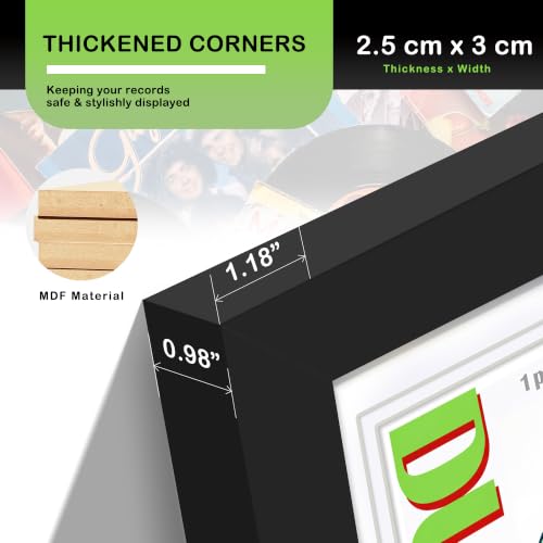 Image of DUENPY 15.1x30 Vinyl Frame For 12.5x12.5 Cover White Mat | Displays 12.5x12.5 Album Cover Art, Supports Wall Mounting For Home Music-Themed Wall Decor.