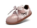 Haloumoning Girls Sneakers Cute Bow Non-Slip Walking Shoes Tennis Outdoor Running Shoes Pink