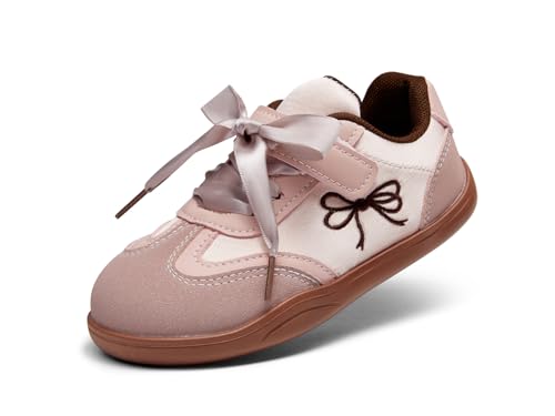 Haloumoning Girls Sneakers Cute Bow Non-Slip Walking Shoes Tennis Outdoor Running Shoes Pink