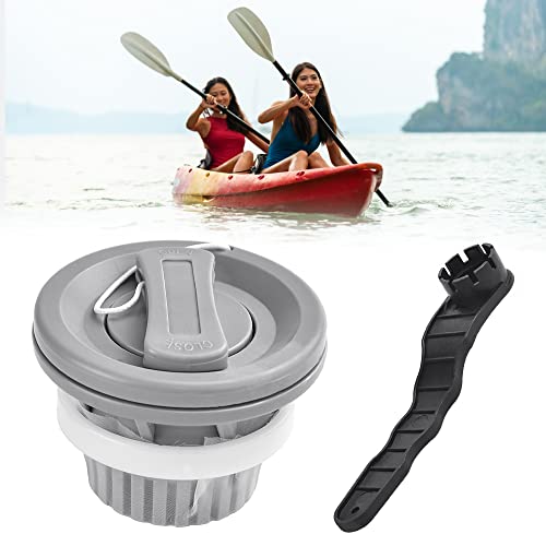 WENRERO Boots Luftventil Schlauchboot Ventil Sup Adapter PVC Luftventil Doppelt Verschluss Ersatz Floßventil mit Luftventil Schlüssel Sup Ventil Grau Bootsventil SUP Ventil für Kajak, Schlauchboot