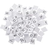 zeryor White Wooden Letter Tiles 100 Pcs, Wood Alphabet Blocks for Scrabble Replacement Tiles, DIY Crafts, Baby Literacy Puzzle, Intellectual Development English Alphabet Learning