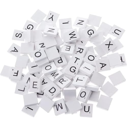 zeryor White Wooden Letter Tiles 100 Pcs, Wood Alphabet Blocks for Scrabble Replacement Tiles, DIY Crafts, Baby Literacy Puzzle, Intellectual Development English Alphabet Learning