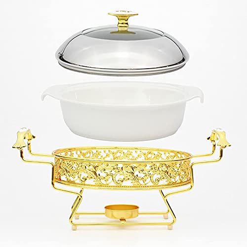 XBSXP Golden Pattern Chafing Dish Buffet-Set, runder Edelstahl Chafer mit Deckel für Buffet Hochzeiten Partys Bankette… – Bild 5