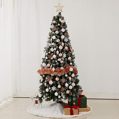 119 Pcs Christmas Ball Ornaments Set, Assorted Shatterproof Tree Ornaments With Reusable Hand-Held Gift Package, Christmas Tree Decorations For Xmas Holiday Party - Rose Gold White #TOP6