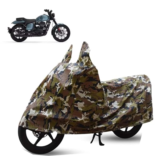 Image of Sulfar Bike Cover for Yezdi Roadking (Cruiser) | Waterproof, Dustproof & UV Protected | All Weather Two Wheeler Cover (Army Green) New 2026 Variants