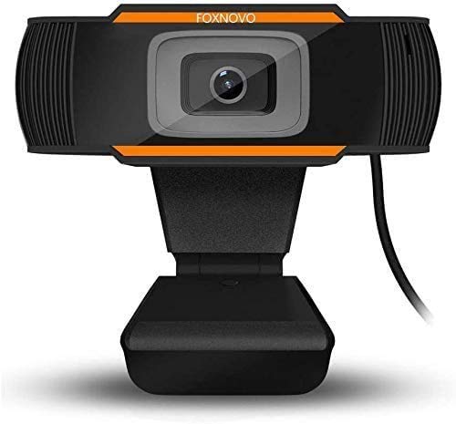 Foxnovo HD Webcam 720P with Microphone, Auto Focus Full HD Webcam Widescreen Streaming Computer Web Camera USB Webcam for Video Calling, Recording, Conferencing, Gaming, Rotatable Clip