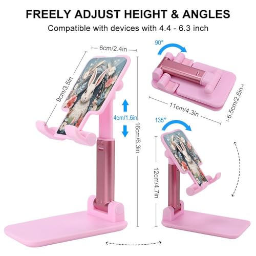 Support de téléphone pliable de bureau avec couronne et lapin de Pâques réglable - 2