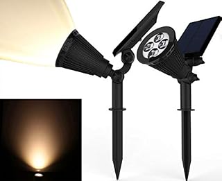 Magictec Solar Spotlights, Warm Light 2-in-1 Adjustable 4 LED Wall/Landscape Solar Lights