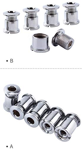 Juscycling Pack Of 5 Chainring Female/Male Bolts Nuts With Multiple Size Options For Single, Double And Triple Chainrings (Silver, Type A For Tripple Chainrings) #TOP2