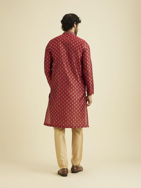 Image of Manyavar Men's Jacquard Hand Embroidered Kurta Set (2pcs)