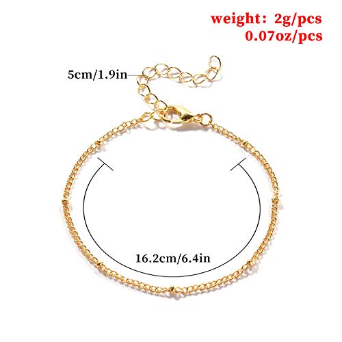 18K Gold Round Bead String Bracelet, Gold Pearl Shape Bead String Bracelet, Fashion Simple Gold Bead String Bracelet #TOP1