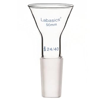 Labasics Glass Short Stem Powder Funnel with 50 mm Top Outer Dimension and 24/40 Inner Joint, Lab Glassware for Filtration and Transfer