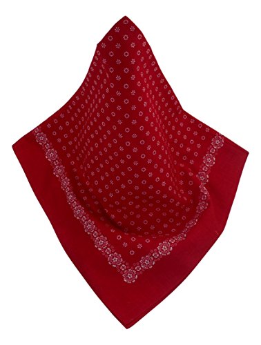 Rotes Nickituch mit Blüten und Blumen-Bordüre | Bandana aus 100% Baumwolle | 70 x 70 cm | Halstuch | Teichmann Cover
