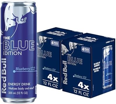 Red Bull Blue Edition Energy Drink, Blueberry, with 114mg Caffeine plus Taurine & B Vitamins, 12 Fl Oz, Pack of 8 Cans