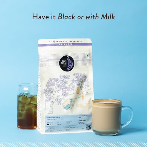 Blue Tokai Coffee Roasters Blue Tokai Coffee Silver Oak Cafe Blend | Medium Roast | French Press Coffee 250 G | Made With 100% Specialty Grade Arabica Freshly Roasted Ground Coffee