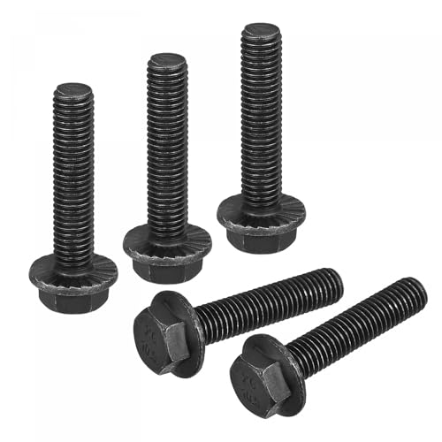 uxcell M10-1.5x45mm Hex Serrated Flange Bolts 10.9 Grade Carbon Steel Screws 5pcs