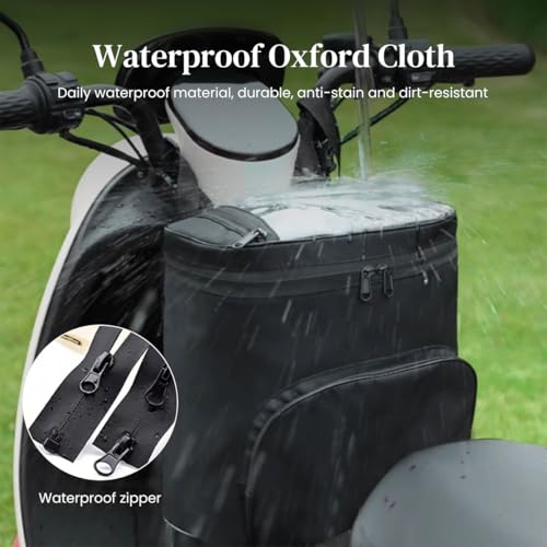 Image of STHIRA Hanging Bag for Electric Scooter, Helmet Storage, Waterproof Organizer, Transparent Phone Pouch, Dual Adjustable Straps, Quick Release Buckles, 25x18x30cm, Black