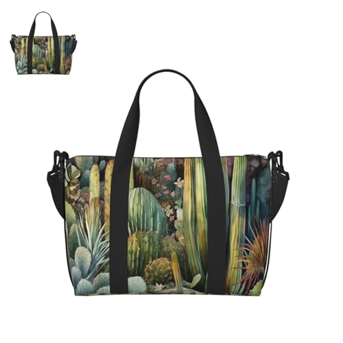 Cactus Flowers Duffle Bag for Men Women Gym Bag with Shoes Compartment Travel Bags Lightweight Overnight Bags