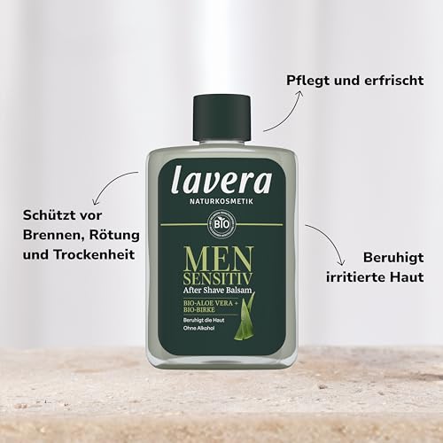 lavera Men sensitiv After Shave Balsam - pflegt & erfrischt - schützt vor Brennen, Rötung & Trockenheit - beruhigt irritierte Haut - vegan - Naturkosmetik - 100 ml