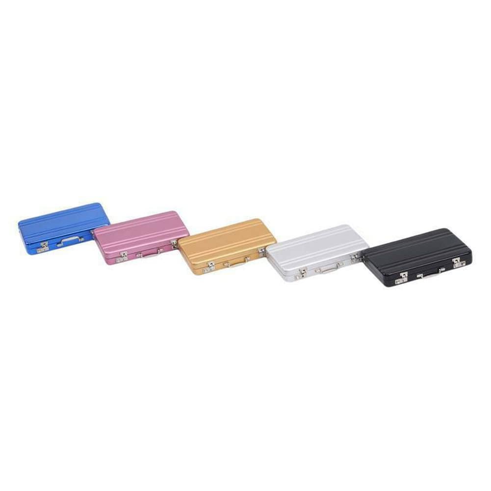 Mini maletín para tarjetas de identificación con forma de maleta, caja para tarjetas de visita, equipaje, Oro, S, Classic