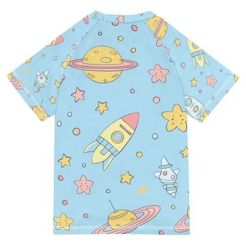 Planet Rockets Girls Bathing Suit Short Sleeves Teen Clothing Swimwear Beach Tops 3T2