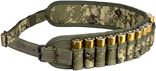 BRONZEDOG Waterproof Shotshell Holder Nylon Belt Case Ammo Gauge Adjustable Shotgun Rounds Shoulder Bandolier Hunting Accessories 12 16 Gauge (Pixel Camo) - Thumbnail 4