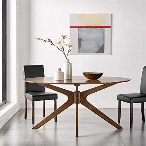 Modway Crossroads 63" Oval Wood Dining Table, Walnut #TOP1