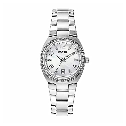 Fossil Reloj para mujer Colleague, movimiento de cuarzo, caja de acero inoxidable plateado de 28 mm con correa de acero inoxidable, AM4141