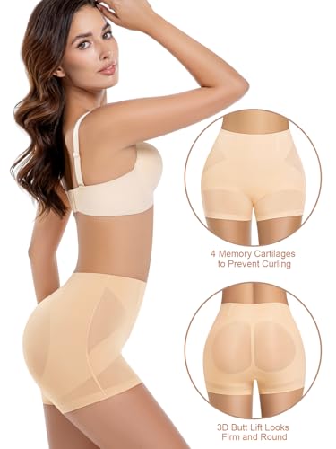 Semjikoy Tummy Control Shapewear for Women, Butt Lifting Shapewear Shorts Underwear Body Shaper for Under Dresses Skirts Pants, Nude Medium
