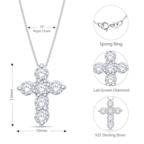SAVEARTH DIAMONDS 1/2 Carat Round Cut Lab Created Moissanite Diamond Cross Pendant Necklace In 14K Gold Over Sterling Silver Jewelry For Women With 18" Chain (VVS1 Clarity, 0.50 Cttw)2