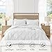 UNIKOME Queen Comforter Set White - Ultra Soft Boho Pintuck Down Alternative Bedding Set for All Seasons, 3 Pieces Lightweight Warm Pinch Pleat Bed Set with Comforter, 2 Pillowcases