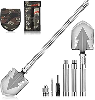 NACATIN Folding Shovel, 71cm Camping Military Survival Shovel Spade for Outdoor Hiking Camping Backpacking Gardening Car Emergency Fishing