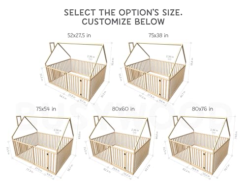 BUSYWOOD Montessori Bed for Toddlers - Floor Bed Frame Full - Floor Toddler Bed with Rails - Montessori Bed Queen- Floor Toddler Bed with Rails - Montessori Floor Bed Frame (Model 21)