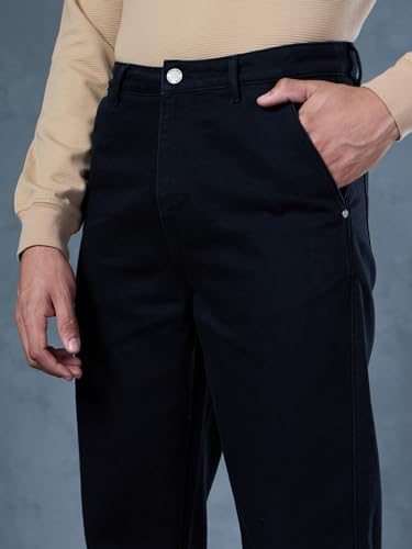 Image of Bewakoof Men's Solid Straight Fit Cotton Jeans
