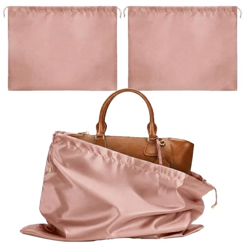 GWEOR 2 Pezzi Sacchetti Antipolvere per Borse 50x40 cm Custodia Protettiva in Tessuto Traspirante Organizer Armadio Elegante per Borse a Mano e Zaini Colore Champagne